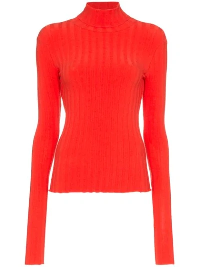 Shop Simon Miller Ribbed Knit Roll-neck Sweater - Red