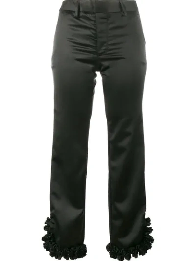 Shop Jour/né Ruffled Hem Cropped Trousers In Black