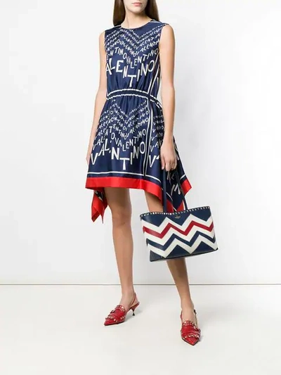 Shop Valentino Logo-print Dress In Blue