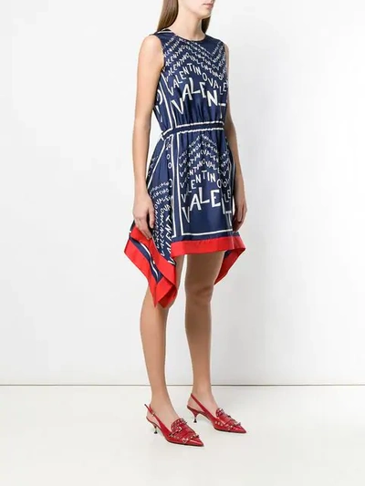 Shop Valentino Logo-print Dress In Blue