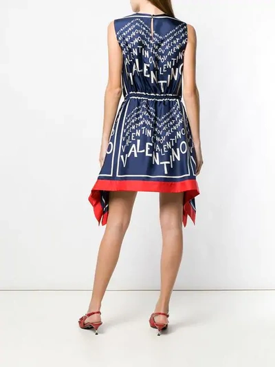 Shop Valentino Logo-print Dress In Blue