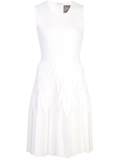 Shop Lela Rose Chevron Pleated Dress In White