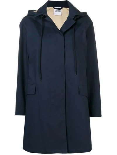 Shop Aspesi Classic Hooded Coat In Blue