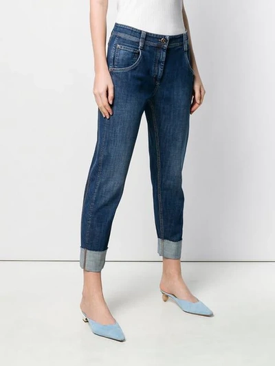 Shop Brunello Cucinelli Tapered Cropped Jeans In Blue