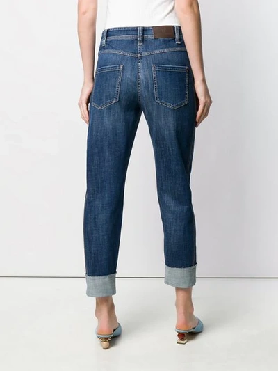 Shop Brunello Cucinelli Tapered Cropped Jeans In Blue