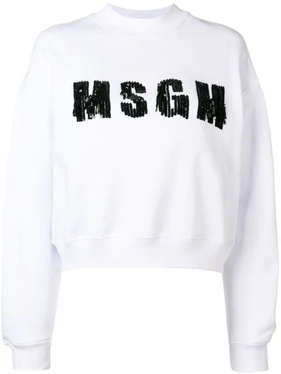 Shop Msgm Pullover Mit Pailletten In White