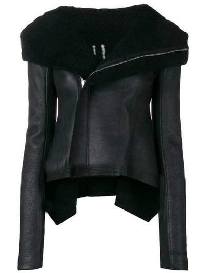 Shop Rick Owens Shearling Biker Jacket In Black