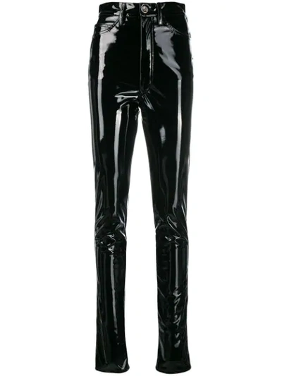Shop Maison Margiela High-waisted Vinyl Trousers In Black