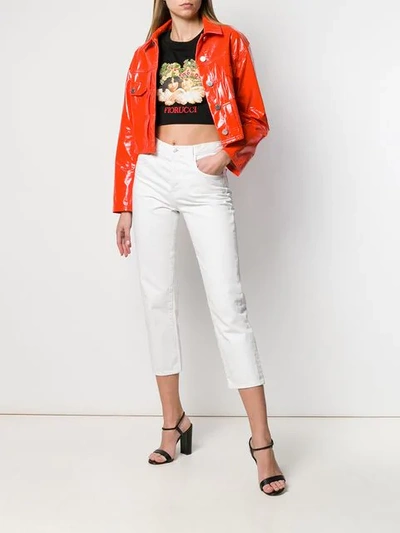 Shop Fiorucci Berty Vinyl Crop Jacket In Orange