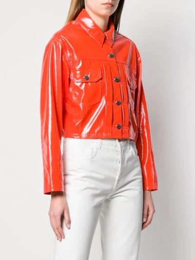 Shop Fiorucci Berty Vinyl Crop Jacket In Orange