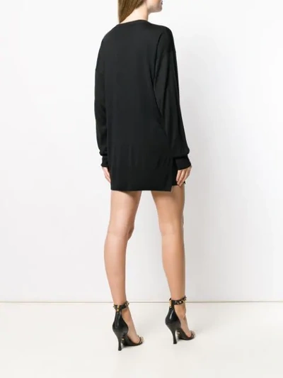 Shop Versace Short Loose Knitted Dress In Black