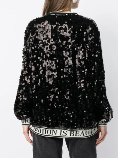 Shop Dolce & Gabbana Sequin Slogan Sweatshirt In Black