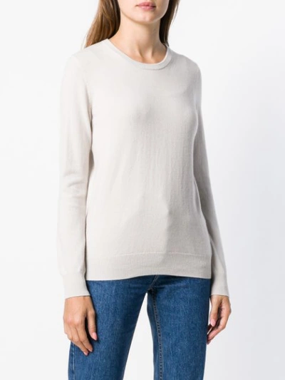 Shop N•peal N.peal Round Neck Knitted Sweater - Neutrals