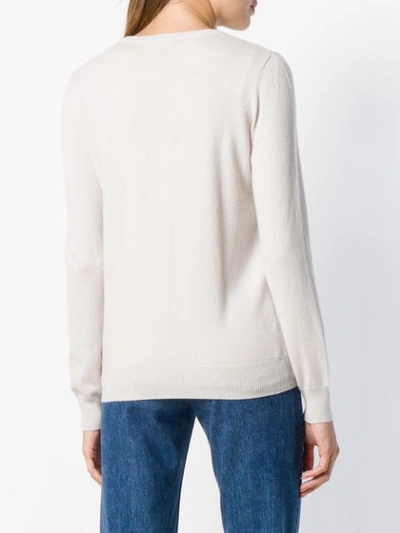 Shop N•peal N.peal Round Neck Knitted Sweater - Neutrals