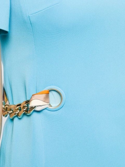 Shop Emilio Pucci Chain Detail Mini Dress In Blue
