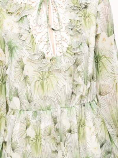 Shop Giambattista Valli Floral Print Midi Dress In White