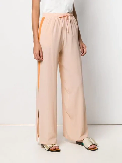 Shop Semicouture Side Slit Trousers In Pink