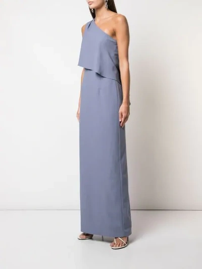 Shop Amsale One Shoulder Long Dress In Grey