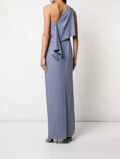 Shop Amsale One Shoulder Long Dress In Grey