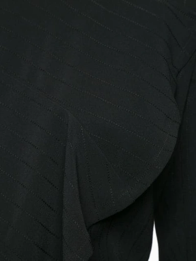 Shop Dawei Striped Ruffle Blouse In Black