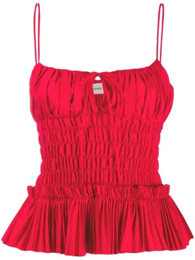 Shop Khaite Ruched Cami Top In Red
