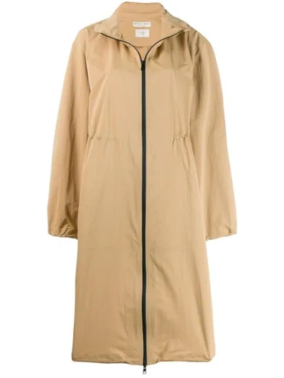 Shop Bottega Veneta Long Trench Coat In Brown