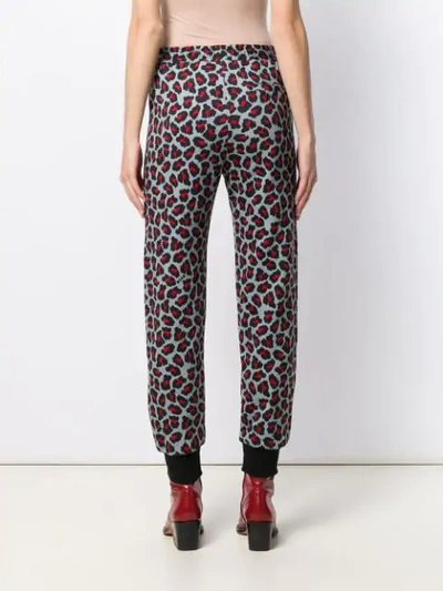 Shop Msgm Leopard Print Track Pants In Grey