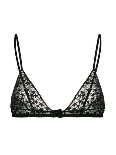 Shop Saint Laurent Star Motif Triangle Bra In Black