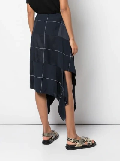 Shop Monse Satin Panelled Plaid Skirt In Blue