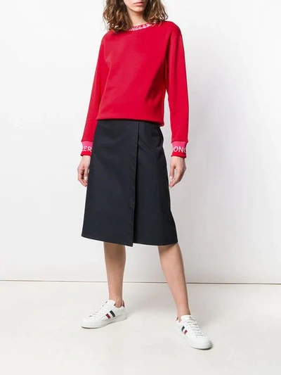 Shop Moncler Long Neckline Jumper In Red