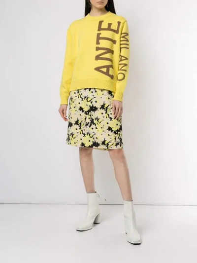 Shop Anteprima Sunflower Print Straight Skirt - Multicolour