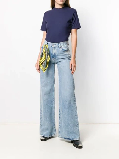 Shop Off-white Mid Rise Wide-leg Jeans In Blue