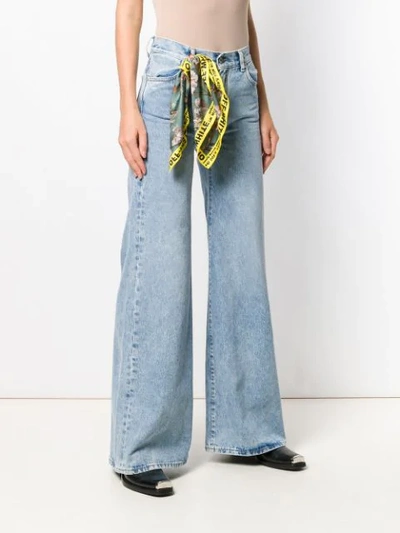 Shop Off-white Mid Rise Wide-leg Jeans In Blue