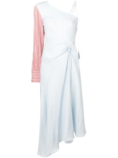 Shop Anna October Striped One Shoulder Dress - Blue