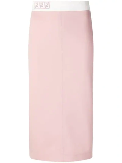 Shop Fendi Pencil Skirt In Pink
