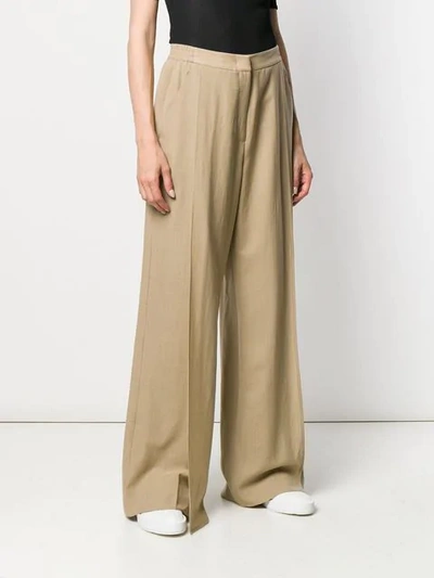 Shop Agnona Wide Leg Trousers - Neutrals