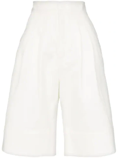 Shop Markoo High-rise Wide-leg Shorts In White