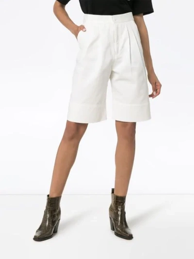 Shop Markoo High-rise Wide-leg Shorts In White