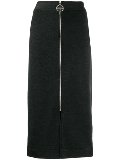 Shop Givenchy Front Zip Pencil Skirt In Grey