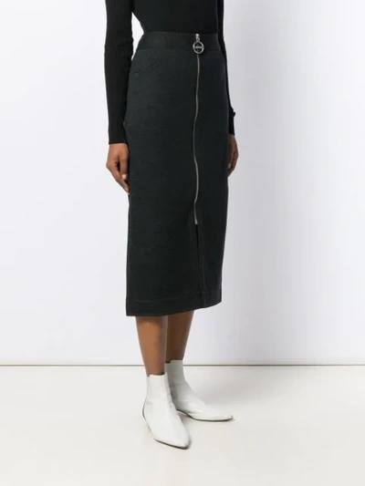 Shop Givenchy Front Zip Pencil Skirt In Grey