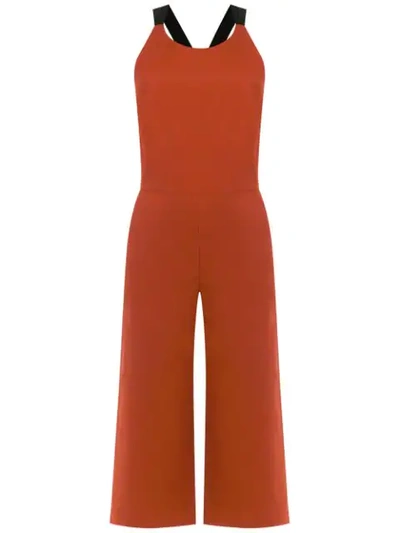 Shop Andrea Marques Cropped Jumpsuit In Brown