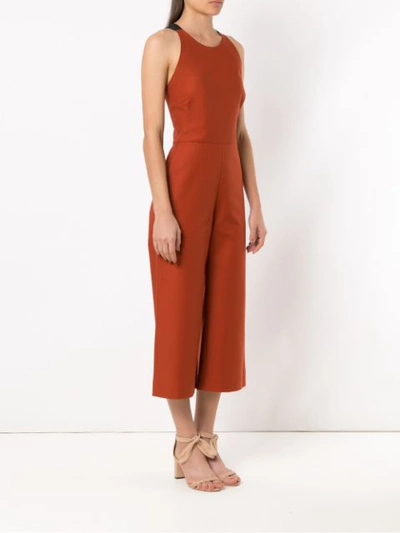 Shop Andrea Marques Cropped Jumpsuit In Brown