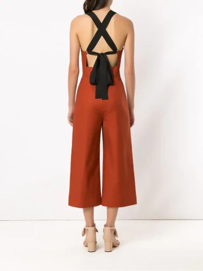 Shop Andrea Marques Cropped Jumpsuit In Brown