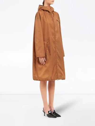 Shop Prada Nylon Gabardine Raincoat In Brown