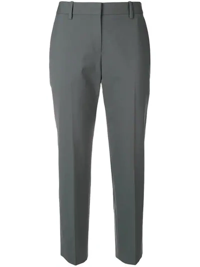 Shop Theory Creased Cropped Trousers In Grey