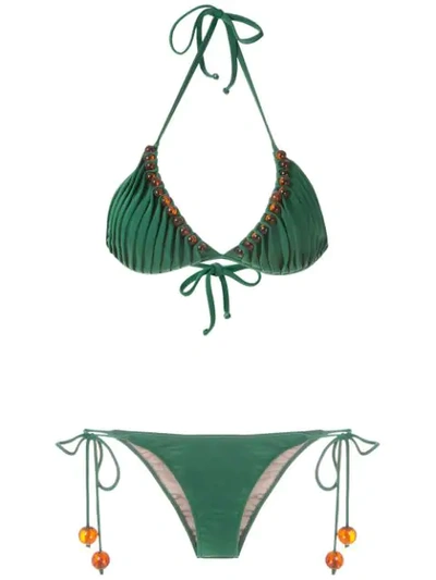 Shop Adriana Degreas X Cult Gaia Triangle Bikini Top In Green