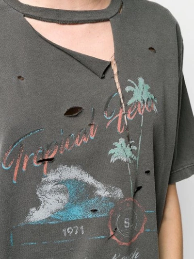 Shop Saint Laurent Distressed-effect T-shirt In Grey