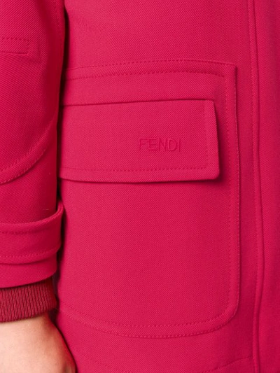 Shop Fendi Hooded Parka Jacket In Red