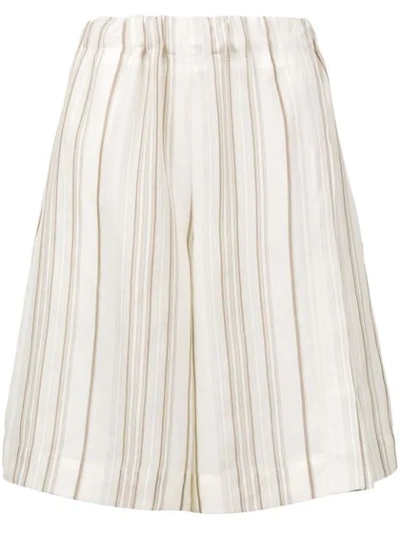 Shop Jil Sander Striped Wide Leg Shorts In 113 Open White