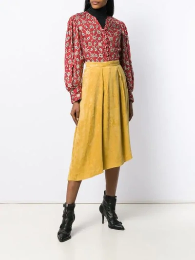 Shop Isabel Marant Freja Flowing Velvet Skirt In Yellow